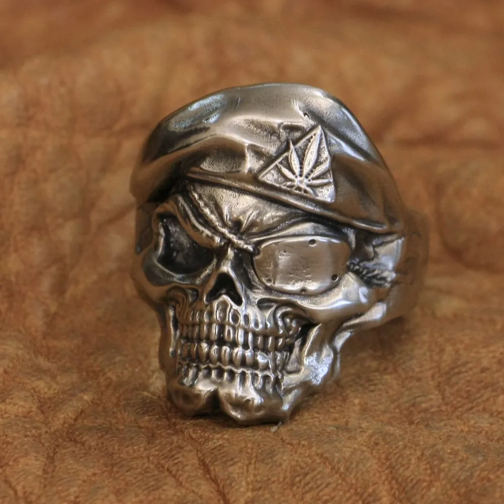 Cupronickel Pirate Skull Ring  Rock Punk Jewelry CP174 US Size 7-15