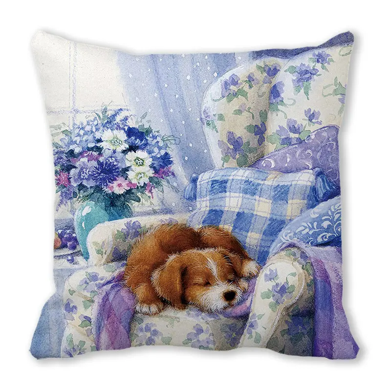 Spring Summer Decorative Pillow Covers 45x45 cm Animals Cat Dog Duck Sheep Printed Cushion Cover Home Decor Pillowcase for Couch