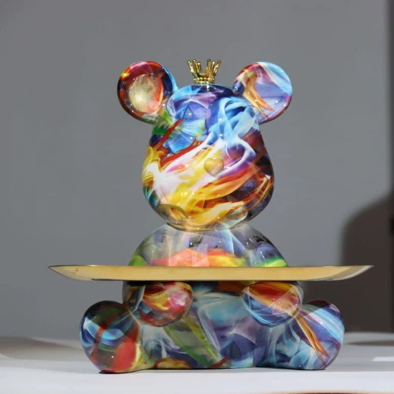 

Graffiti Bear Statue Cartoon Trend Money Saver Violence Bear Home Decoration Animal Statue Candy Jewelry Key Storage Rack