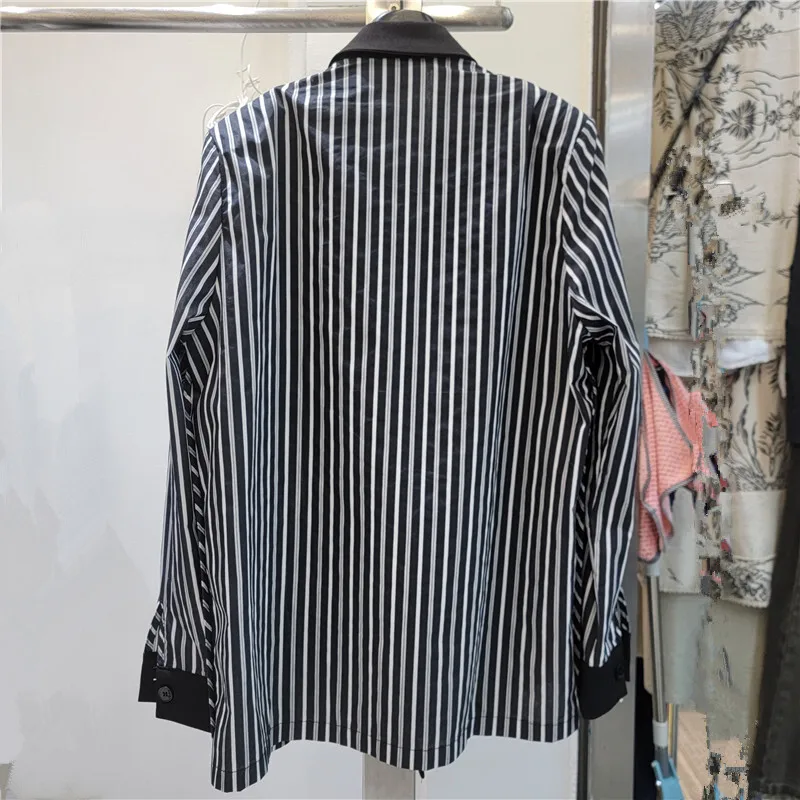 HKSH Herfst Nieuwe Vrouwen Blazer Gestreept Patchwork Contrast Kleur Lange Mouw Turn-down Kraag High Street Elegante Chic Jassen HK9639