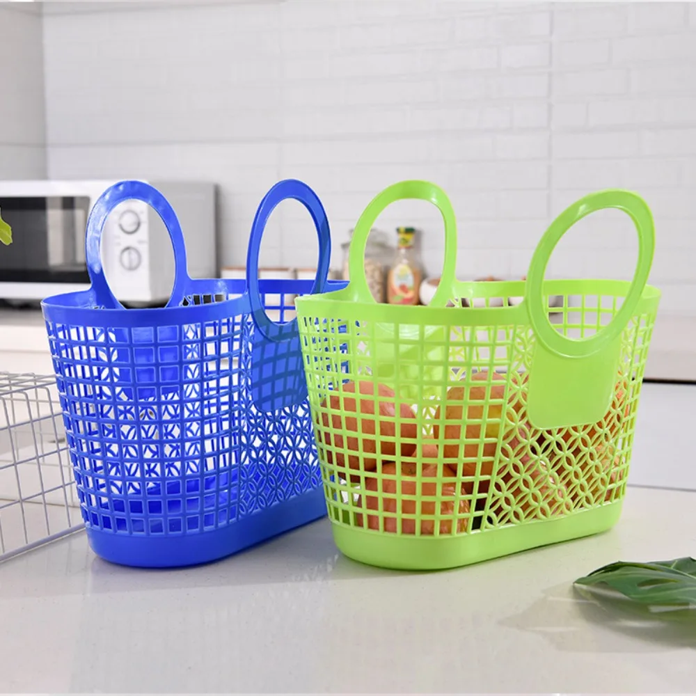 New Plastic Hollow Basket Functional Simple Storage Basket Bathroom Accessories Toy Organizer Washing Basket