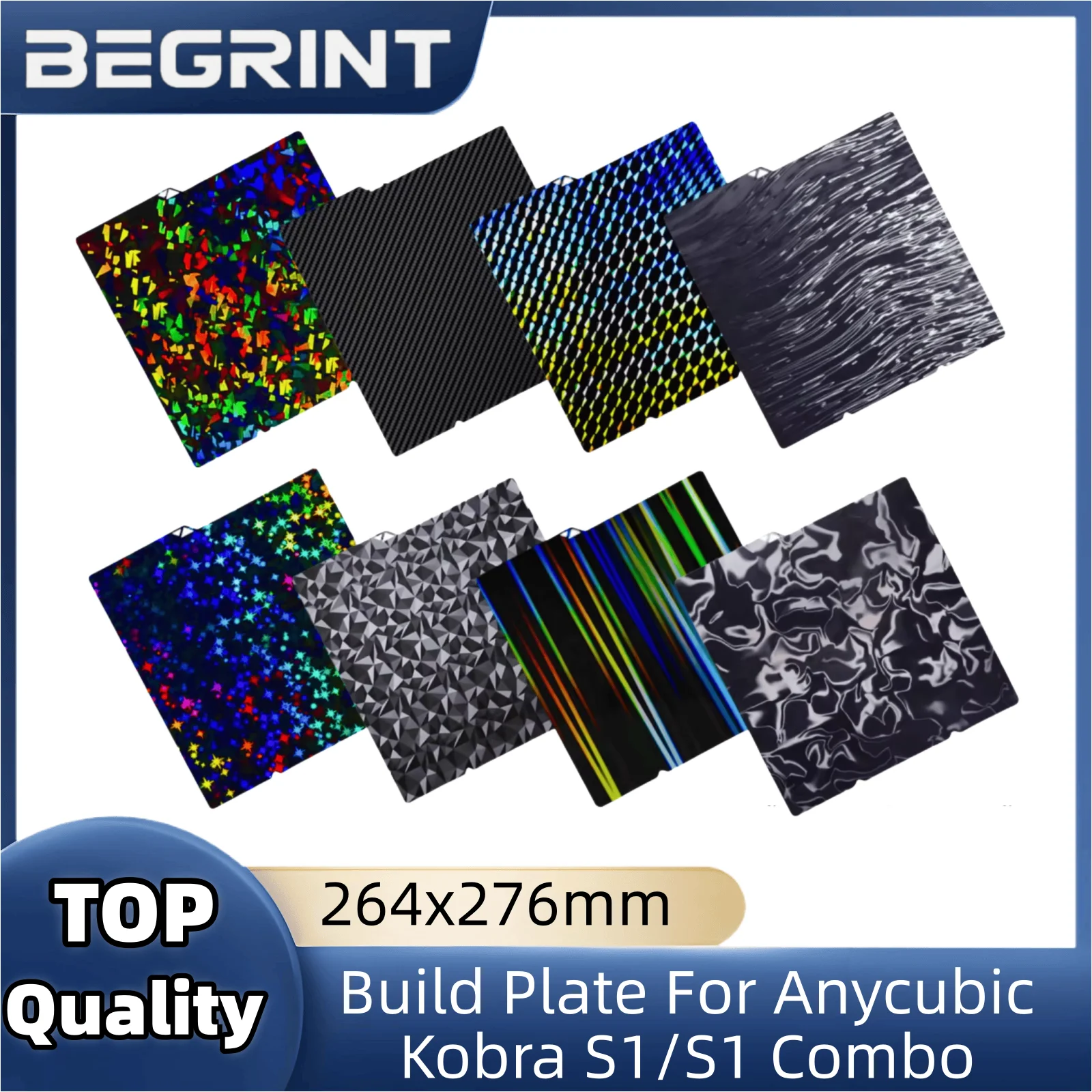 

Для Anycubic Kobra S1 Pei Листная сборная пластина 264x276 мм Текстурированная комбинированная сборная пластина Kobra S1 Двусторонняя кровать Peo Pet Pey с подогревом