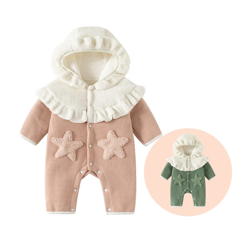 

Милые детские комбинезоны с капюшоном в виде морской звезды для зимы, флисовые уличные комбинезоны для девочек, одежда
