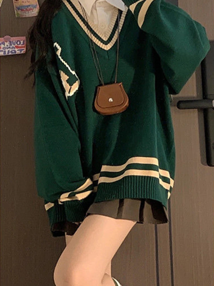 Harajuku Sweater Women Long Sleeve Oversized Streetwear Y2k Preppy Style Jumpers Korean Fashion Vintage Tops Kawaii Suéteres