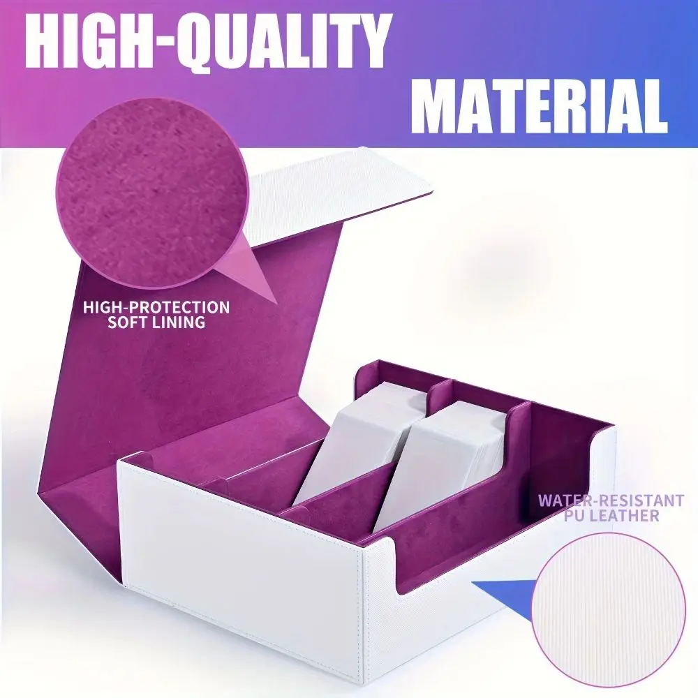 Display Window Game Card Organizer 10 Dividers PU Leather Trading Card Storage Box Protectors Container Magnetic Closure