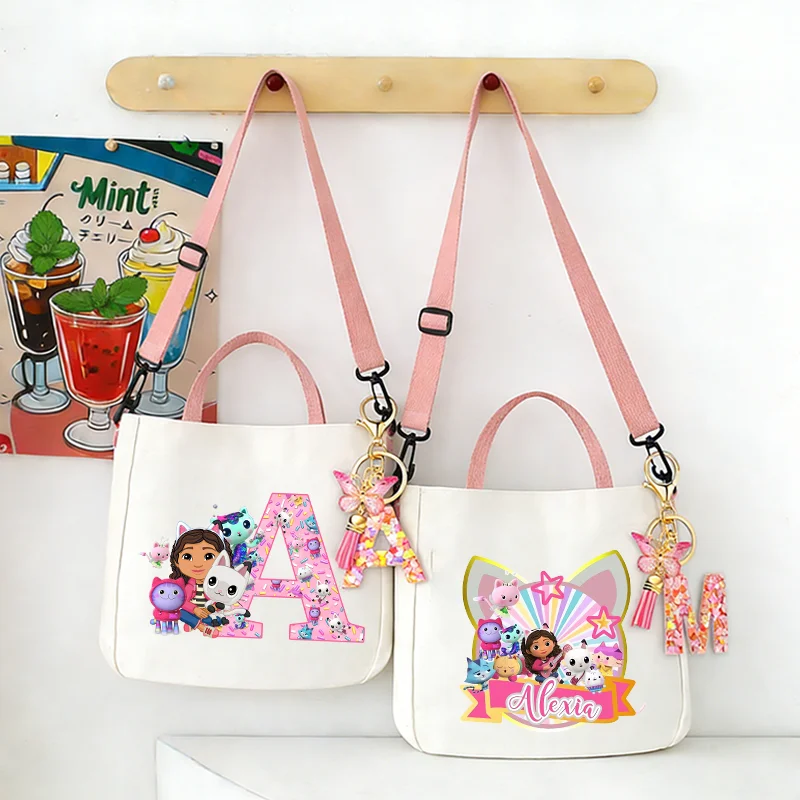 

Сумки через плечо Gabby Dollhouses, сумка с буквами A-Z, большая вместительная сумка через плечо, модная портативная холщовая сумка для хранения, подарок