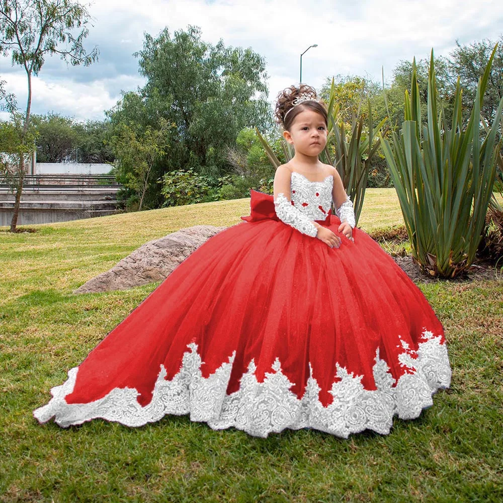 Lindo vestido de menina flor festa para casamentos crianças cetim arco bola crianças aniversário pageant vestidos brilhantes primeira comunhão vestidos