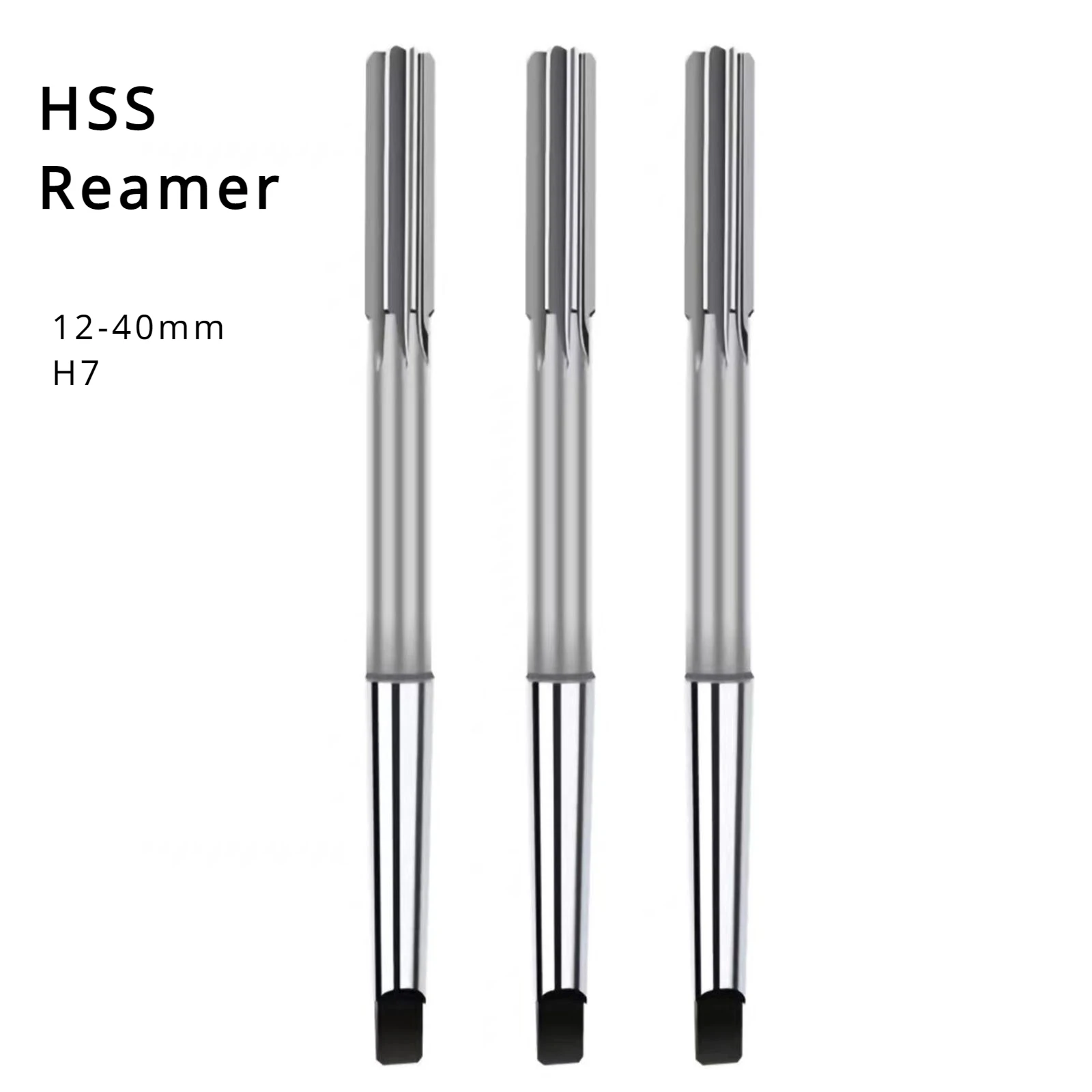 

12-40mm HSS H7 Machine Reamer Taper Handle High Speed Steel Milling Straight Groove Rotary Tool Drilling Wood Aluminum Copper