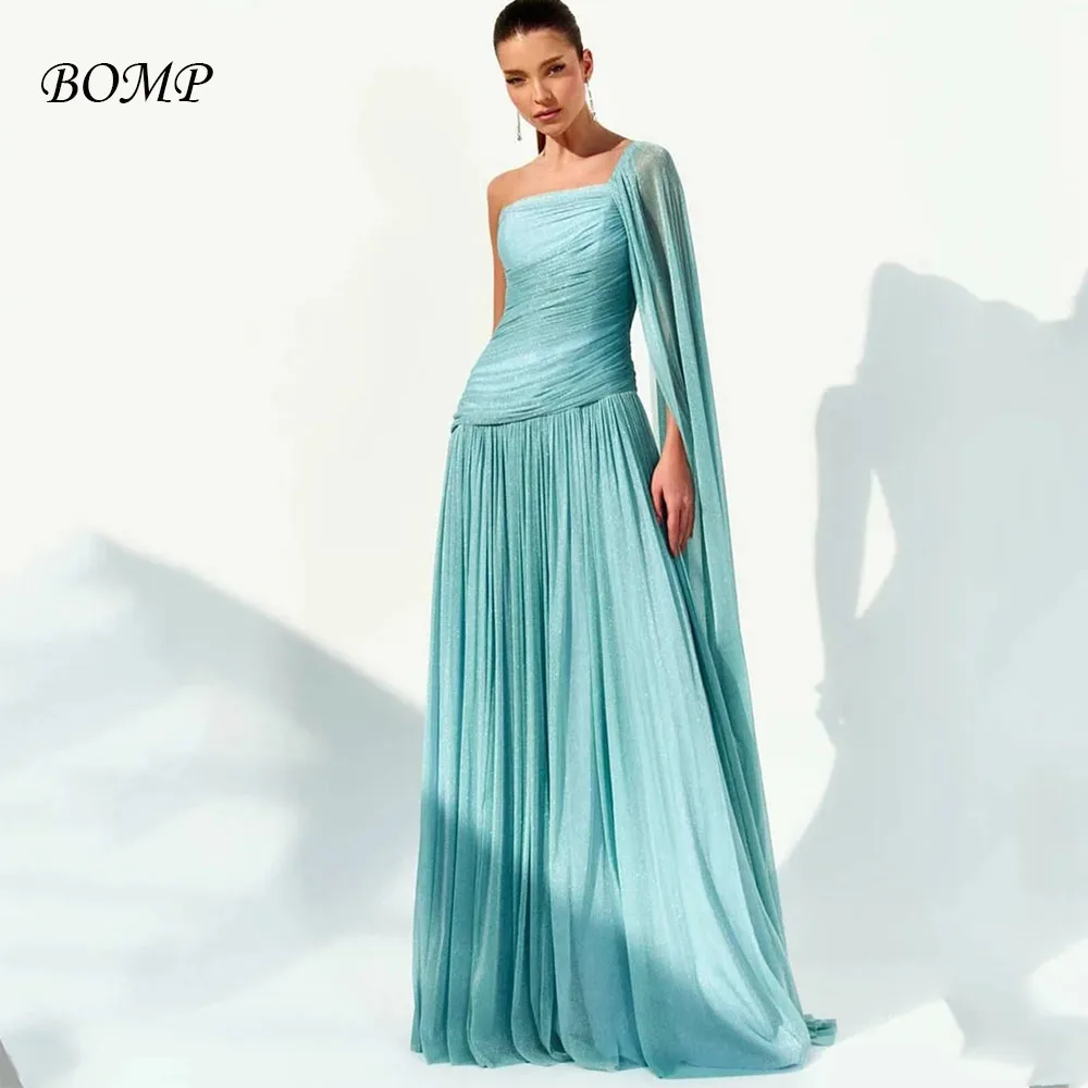 

BOMP Блестящее синее шифоновое вечернее платье на одно плечо с жакетом A Line Пром платья Женские платья для торжественных случаев Элегантные на заказ