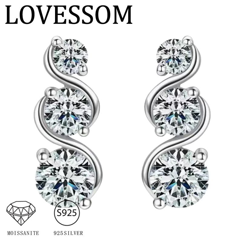 

A pair of 925 sterling silver moissanite twisted braided stylish women's earrings