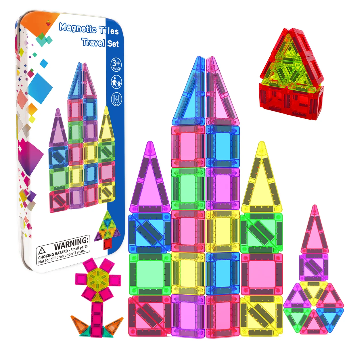 Bloques Magnéticos Mini, Juguete Magnético, Juguete Infantil Ideal para Viajes con Caja de Hierro, Apto para Regalos de Cumpleaños y Festivos