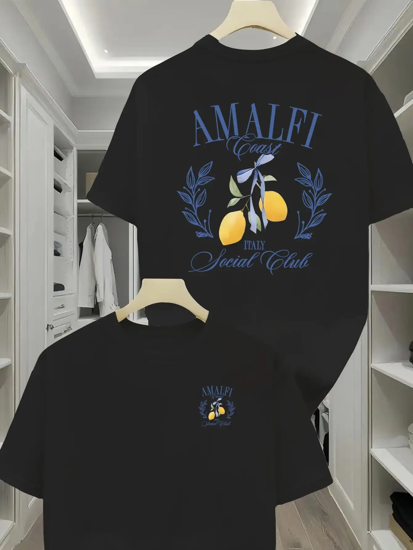 Italian Coast Inspired Printed Women's T-shirt Featuring Amalfi Lemons and Elegant Harajuku Men T-shirt Summer Women's Clothing
