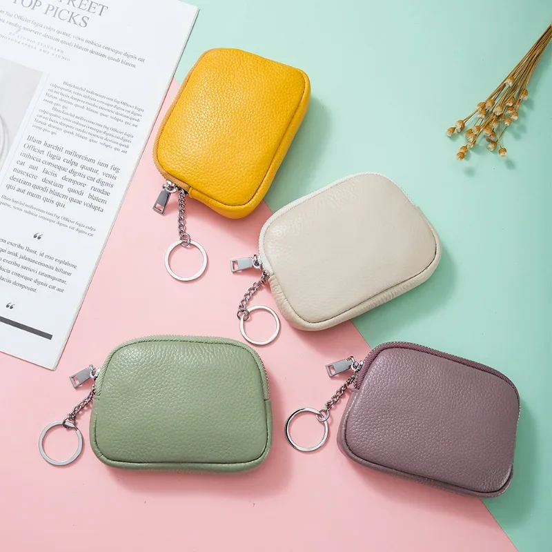 

Small Soft Cow Leather Coin Bags Purse Money Pouch Wallet for Women Casual Earphone Key ID Bus Credit Card Holder Storage Bags