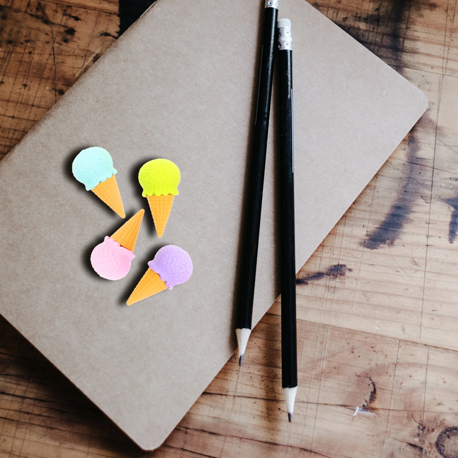 

4Pcs Mini Erasers for Kids Eye-Catching Ice Cream Shape Smudge-Free Erasing Ideal for School Party Favors Cute Erasers