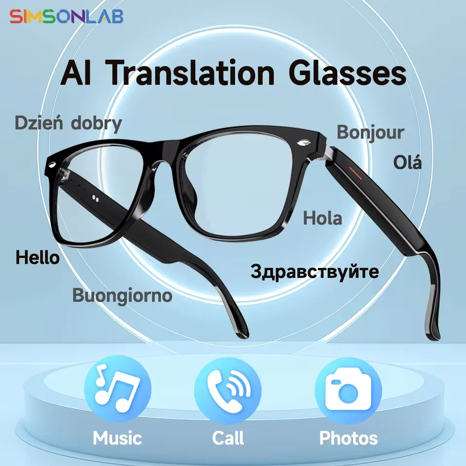 

2026 New AI Translation Smart Glasses Bluetooth Call Music Headphones UV Protective Lens Outdoor Sports Sunglasses for Women Men