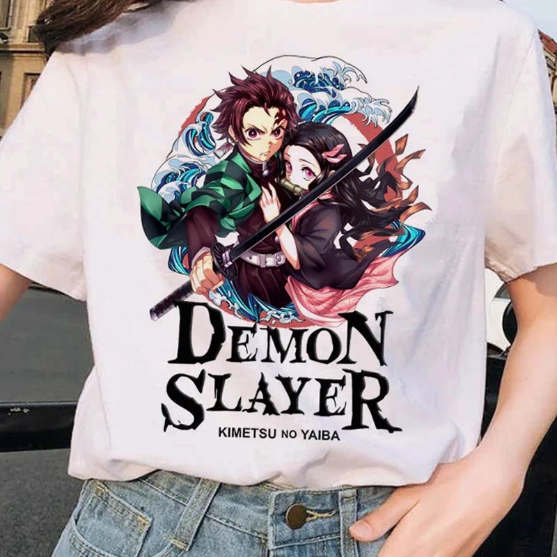 Anime Pattern Japanese Women Cartoon T-shirt Demon Slayer Short Sleeve Clothes Harajuku Oversized T-shirts Summer Tops Female