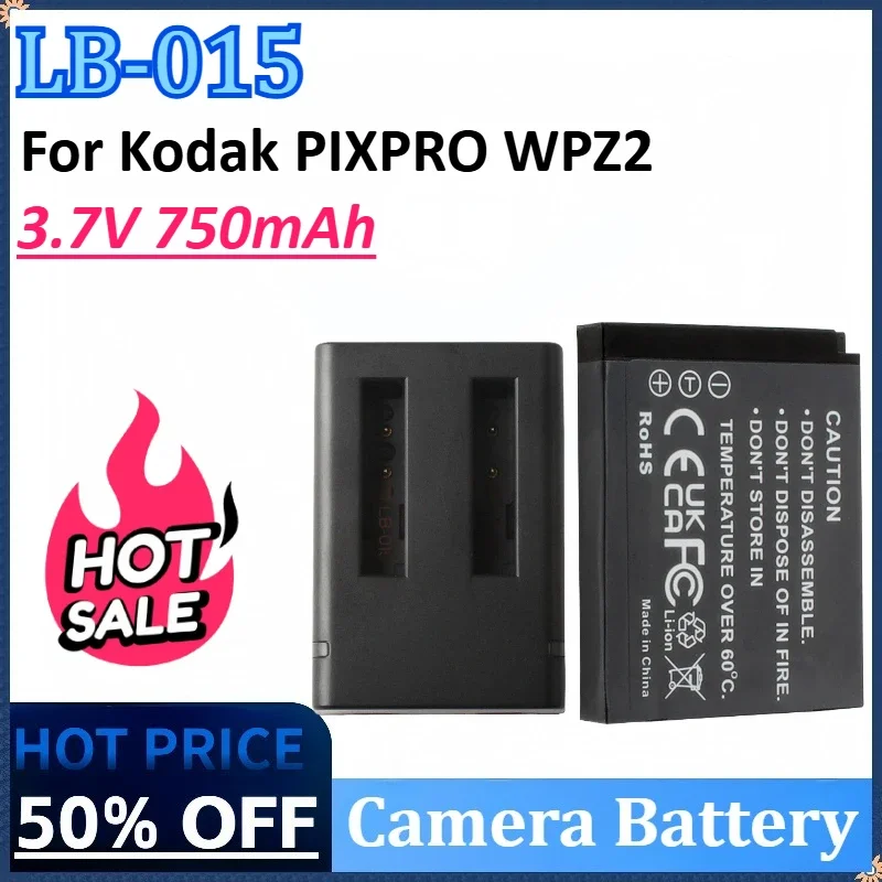 

LB-015 LB015 3,7 В, 750 мАч, 2-канальный зарядный прибор USB Type-C, аккумулятор для экшн-камеры Kodak PIXPRO WPZ2, аккумуляторная батарея