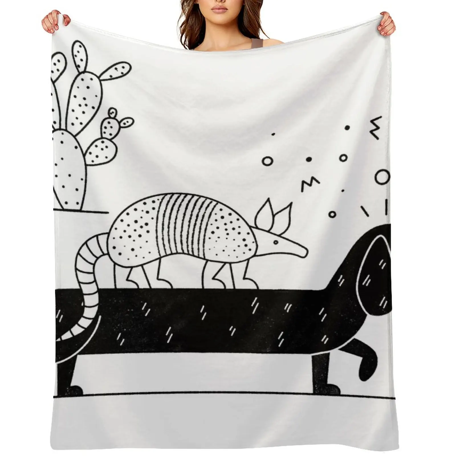 

Armadillo Riding On A Dachshund Throw Blanket Tourist Hair Travel Plush Blankets