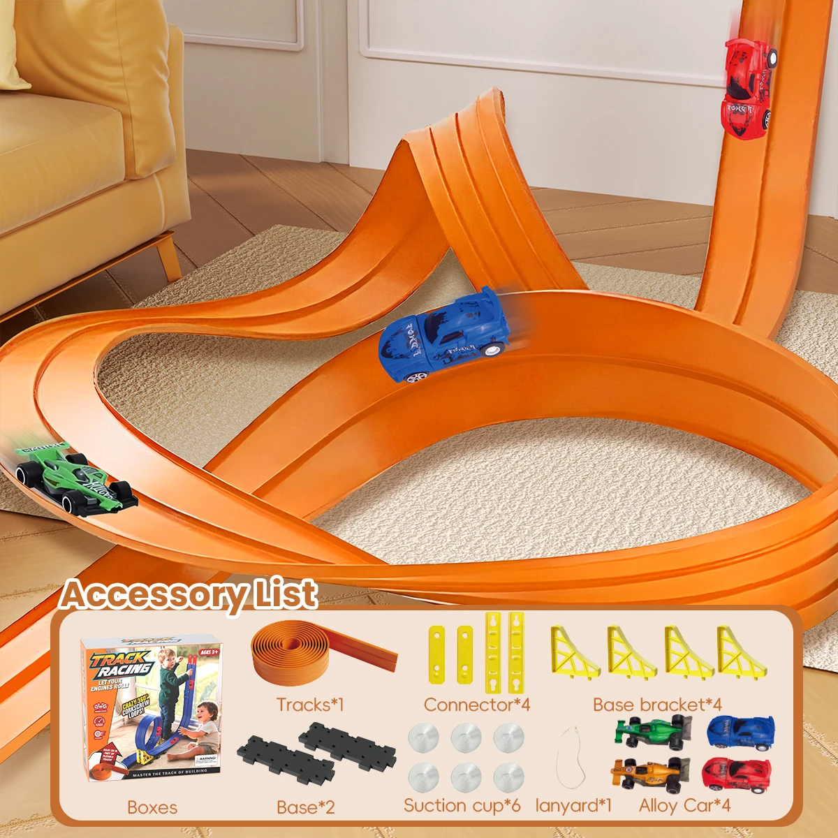 Diy Track Zusammengebaute Aluminium Legierung Pull-Back Racing Auto Schwerkraft Rutsche Jungen Und Mädchen Pädagogisches Spielzeug Auf Lager