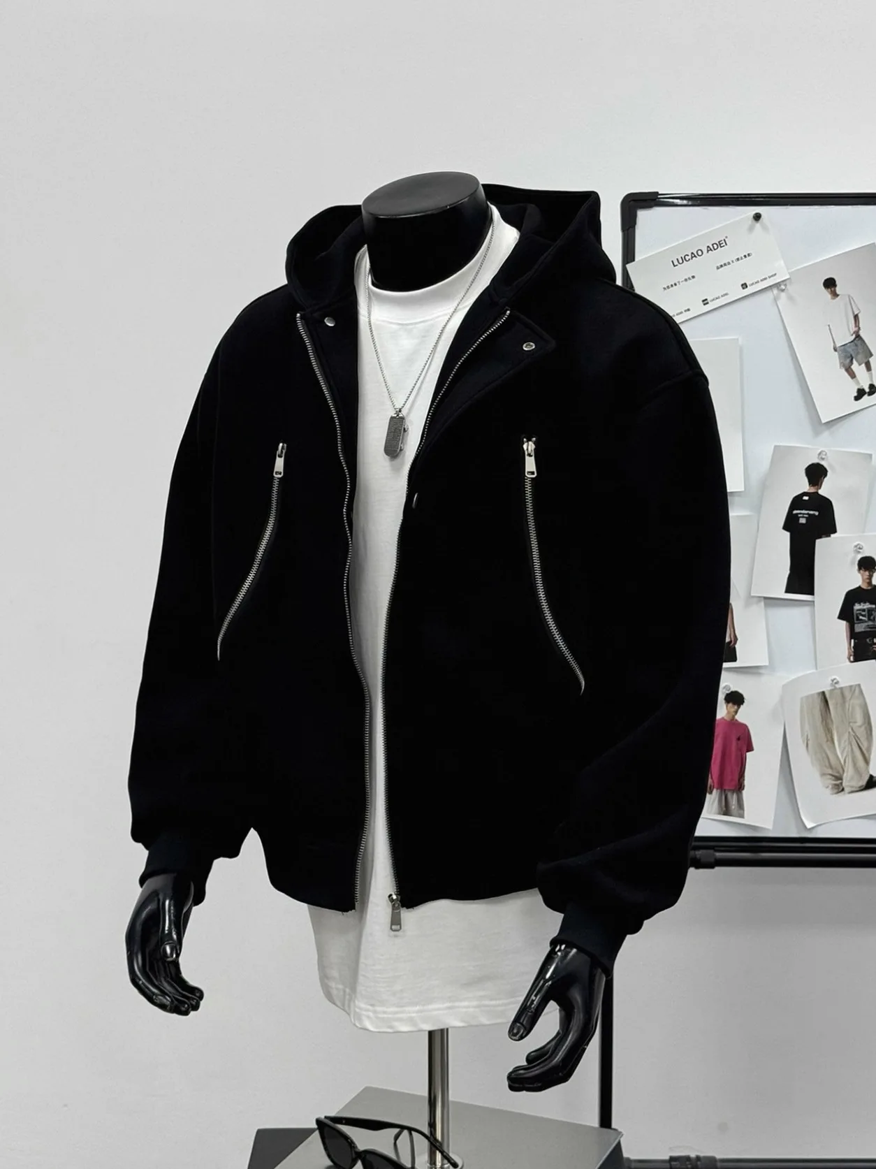 سترة بغطاء للرأس بتصميم سحاب للرجال فضفاضة كاجوال متعددة الاستخدامات للخريف والشتاء الأمريكية Sle Cleanfit ex Long Sve #1