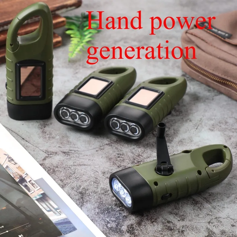Solar Hand Cranked Flashlight Multifunctional Camping Power Supply Emergency LED Emergency Light Outdoor Lighting