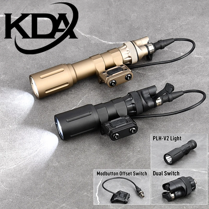 

Tactical Flashlight Button Metal Tail Switch PLH-V2 Hunting Weapon Light 1300 Lumens Scout Lamp with Original Logo Offset Mount