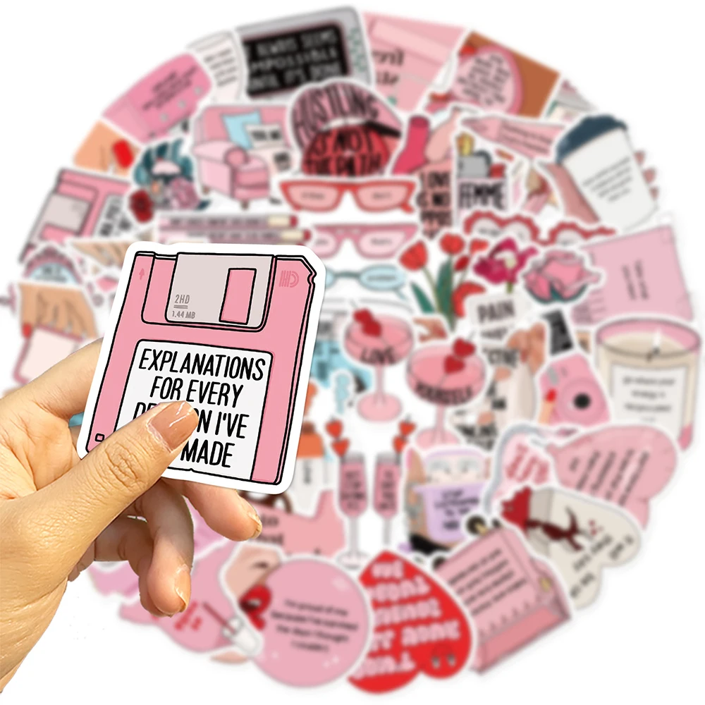 10/30/50PCS Pink Love Yourself Stickers DIY Phone Suitcase Notebook Laptop Skateboard Cartoon Waterproof Decal Decor Girls Toys