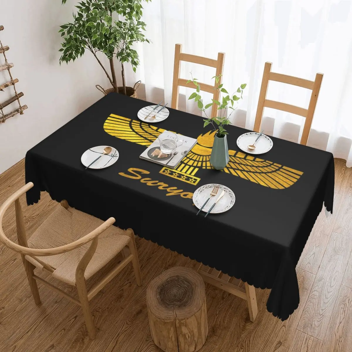 Aramean Suryoyo Logo Rectangular Tablecloth Oilproof Table Cloth Syriac Assyria Ancient Table Cover