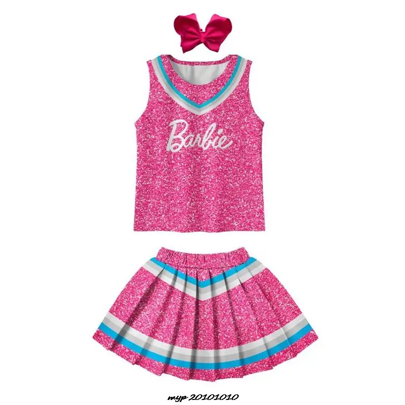 Disfraz de Cosplay para niños y niñas, traje de Barbie, película, fiesta de cumpleaños, vestido de princesa rosa, Halloween, Carnaval, conjuntos de