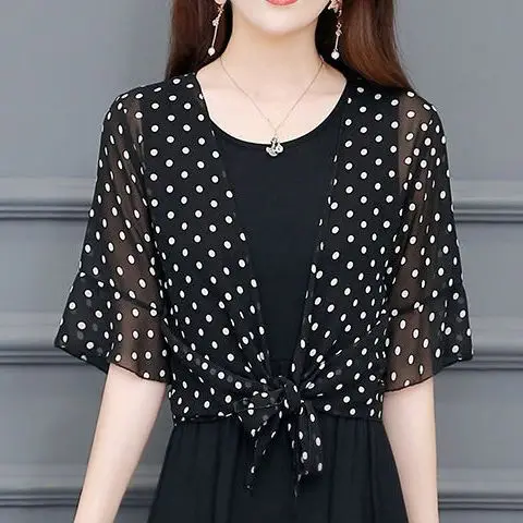 

2024 Small Jacket Chiffon Small Cape Shoulder Protection Short Jacket Cardigan Cute Elegant Single Piece Shawl Versatile Y351