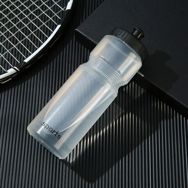 Bicycle Water Bottle Reusable Translucent Squeeze Leak Proof Food Grade Plastic With Black Nozzle Cap For Cycling Outdoor Sports