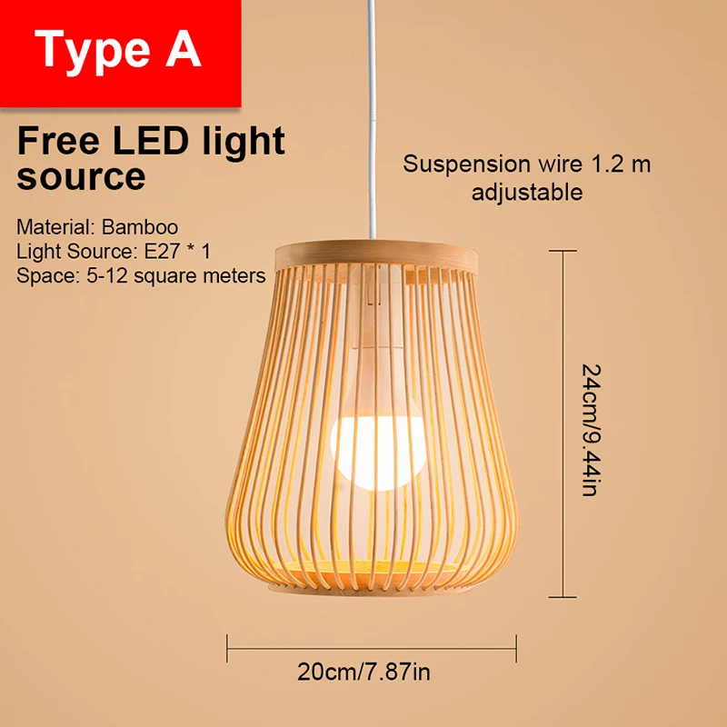 Nueva lámpara colgante tejida de bambú de estilo chino, linterna hecha a mano de inspiración Zen para restaurantes, tiendas de ollas calientes
