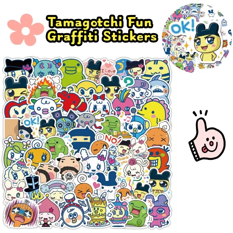 Japanese Tamagotchi Stickers Electronic Pet Mametchi Kuchipatchi Fun Graffiti Vinyl Decals for Water Bottle Laptop Phone Case