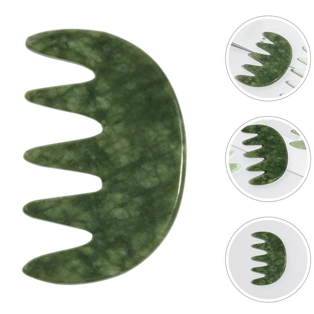 

Jade Massage Comb 5 Teeth Scalp Scraping Tool Handheld Body Acupoint Smooth Family Travel Outdoor Use Gift Idea