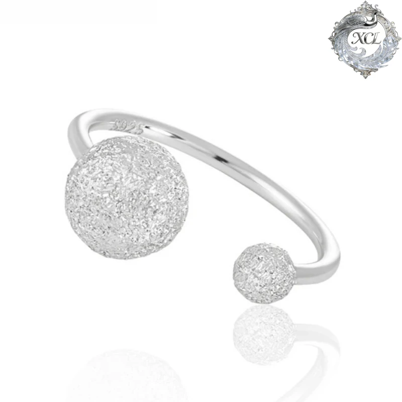 

Кольцо XCL из стерлингового серебра 925 пробы с матовым геометрическим узором, регулируемое, нишевый дизайн, модное украшение для вечеринок для женщин