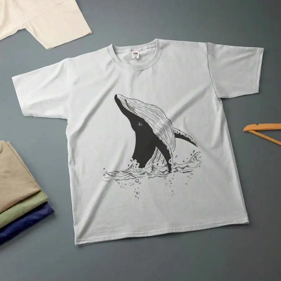 2026 Fashion New Arrival Loose Womens T Shirt Ink Drawing Whale Print Multiple Sizes Various Colors Crew Neck Short Sleeve Summer Casual Tee S 7XL Basic Top T Shirt