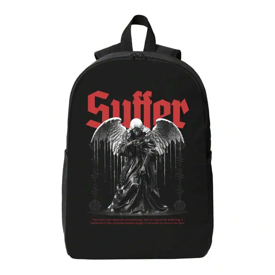 Gothic Angel Suffer Print Backpack Men Unisex Large Capacity Laptop Travel Bag