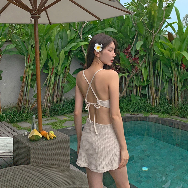 الكورية مانكيني مجموعة ملابس الشاطئ حمام سباحة حمام ثوب السباحة قطعة واحدة بحر مثير بيكيني 2025 ملابس السباحة النسائية ملابس السباحة #5