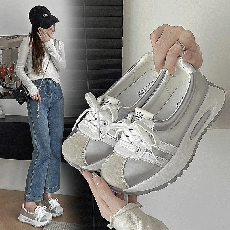 2024 Damesmode Platte Sport Kleurrijke Casual Schoenen Met Platte Hak Veterschoenen Dames Casual Sportschoenen Zapatos De Mujer