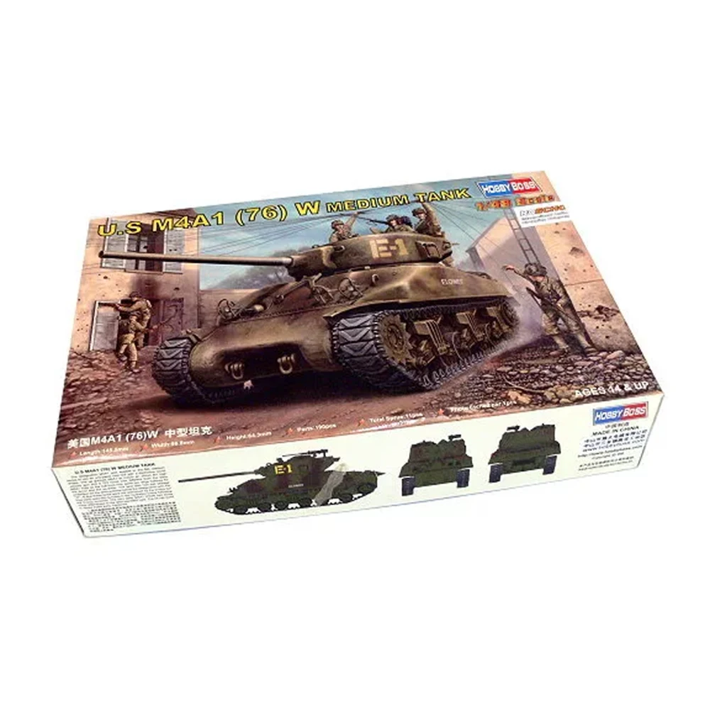 HobbyBoss 84801 1/48 Scale US M4A1 76(W) Medium Tank Hobby Craft Toy Plastic Assembly Model Kit