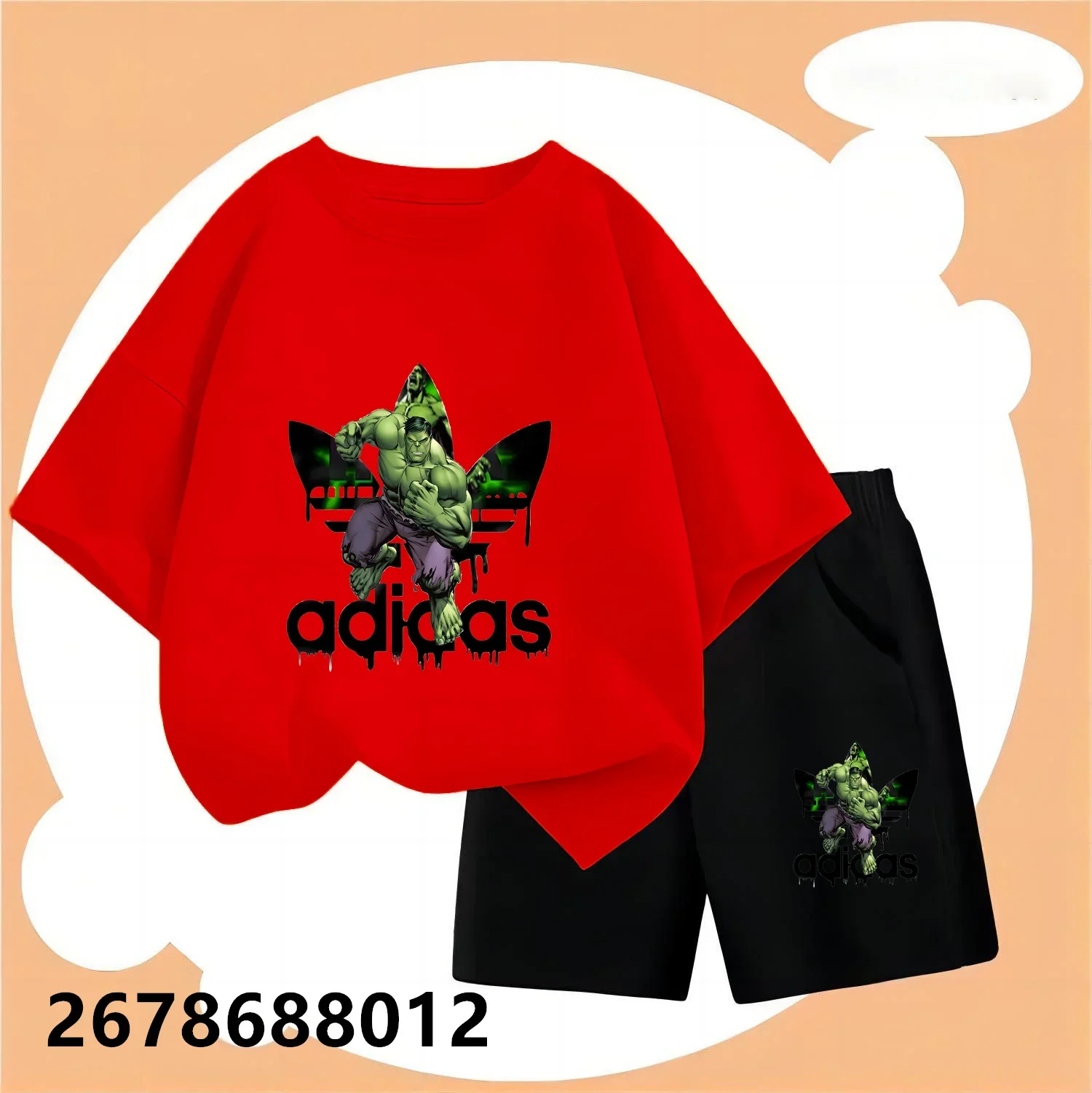 Hulk New Multicolour T-Shirt Pirate King Boy Girls Teenager Summer Short Sleeve Top  Children Casual Kuromi Top Tee Shirt Set