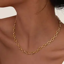Stainless Steel Thin Chain Necklace For Women Girls,Female Fashion Retro Street Trend Handmade Neck Chain,Punk Party Jewelry