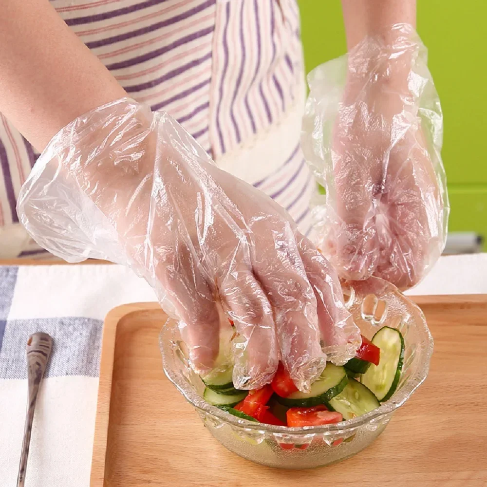 100PCS Disposable Food Plastic Gloves Kitchen Accessories or Restaurant BBQ Eco-friendly Fruit Vegetable Gloves Dinning Beauty