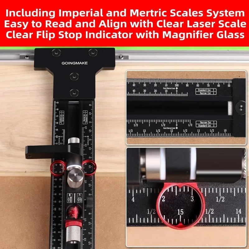 Track Saw Parallel Guide System with Mirco Adjustable Flip Stop and Zero Calibration for Woodworking Repeatable Rip Cuts for Tra