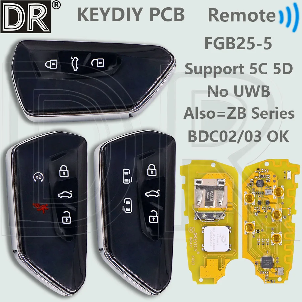 

DR KEYDIY PCB FBG25-5 Support MQB49/5C 5D No UWB Also Can As ZB Used Car Remote Key Or Shell For VW Volkswagen BMW Audi Porseche
