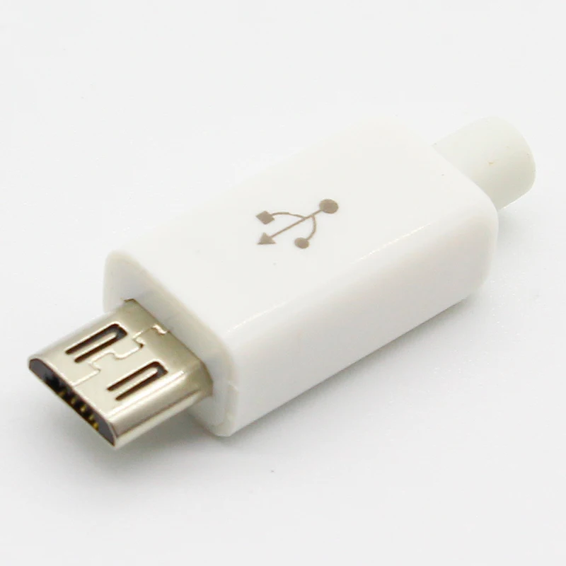 10 Stuks Micro Usb 5pin Lasttype Mannelijke Stekker Connectoren Oplader 5P Usb Tail Oplaadaansluiting 4 In 1 Wit Zwart