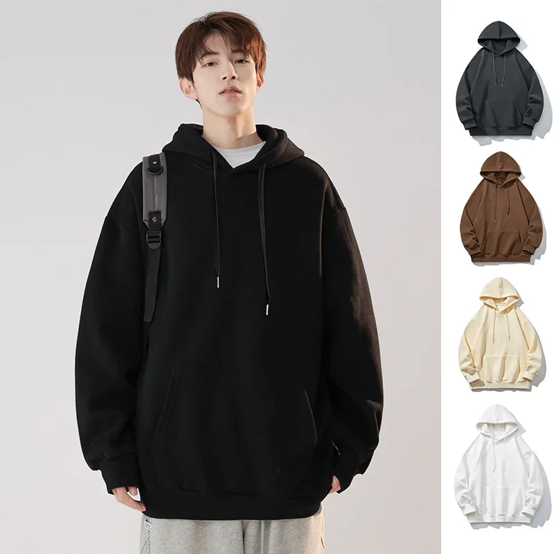 Fashion Mens Hooded Sweatshirt Long Sleeve Spring Autumn New Casual Hoodies Men's Women's Blouse Brand Solid Loose Pullover Male