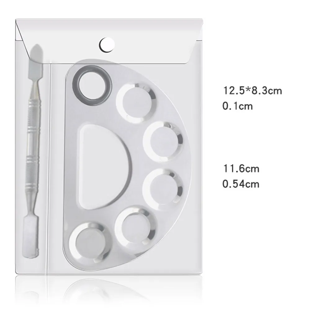 1Set Miniature Stainless Steel Nail Art Palette Semicircle Shape Easy Clean Makeup Mixing Tool Professional Salon DIY Kit view 3