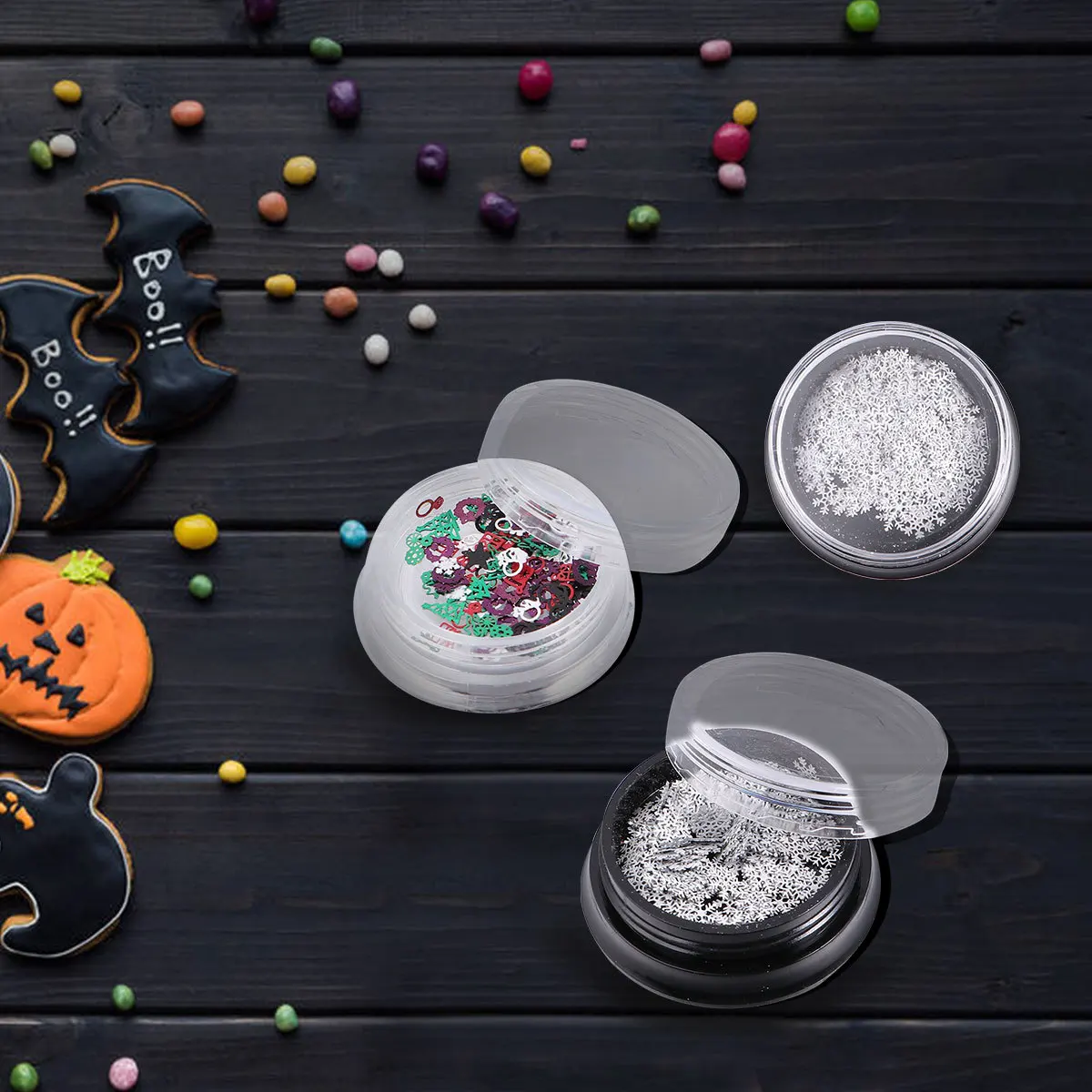 2 個ネイルスパンコール超薄型クリスマスメタルネイルアートデカール DIY マニキュアスノーフレークステッカーホリデーパーティーマニキュアスパンコール