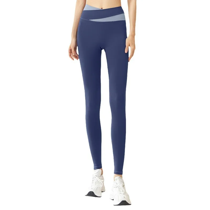 Pantaloni da Yoga a vita alta nudi con coulisse nuova donna pantaloni da palestra con sollevamento dell'anca ad asciugatura rapida Leggings da corsa stretti pantaloni sportivi per le donne Q502